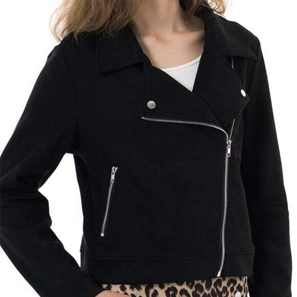 Apperloth Jackets & Blazers - NWOT Long Sleeve Faux Suede Motorcycle Jacket Zipper Short Coat Size L